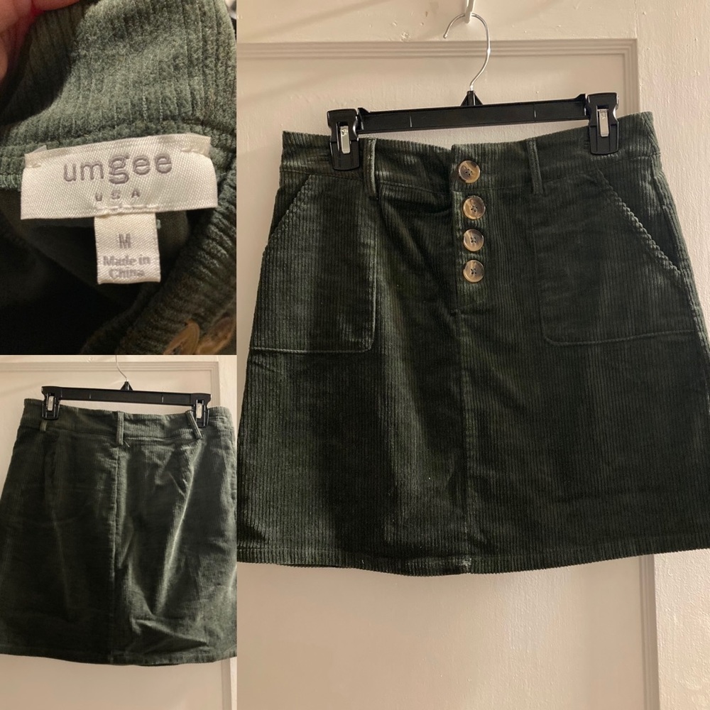 Green corduroy skirt